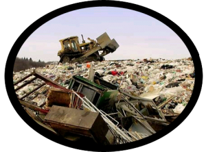 Typical landfill with discarded furniture